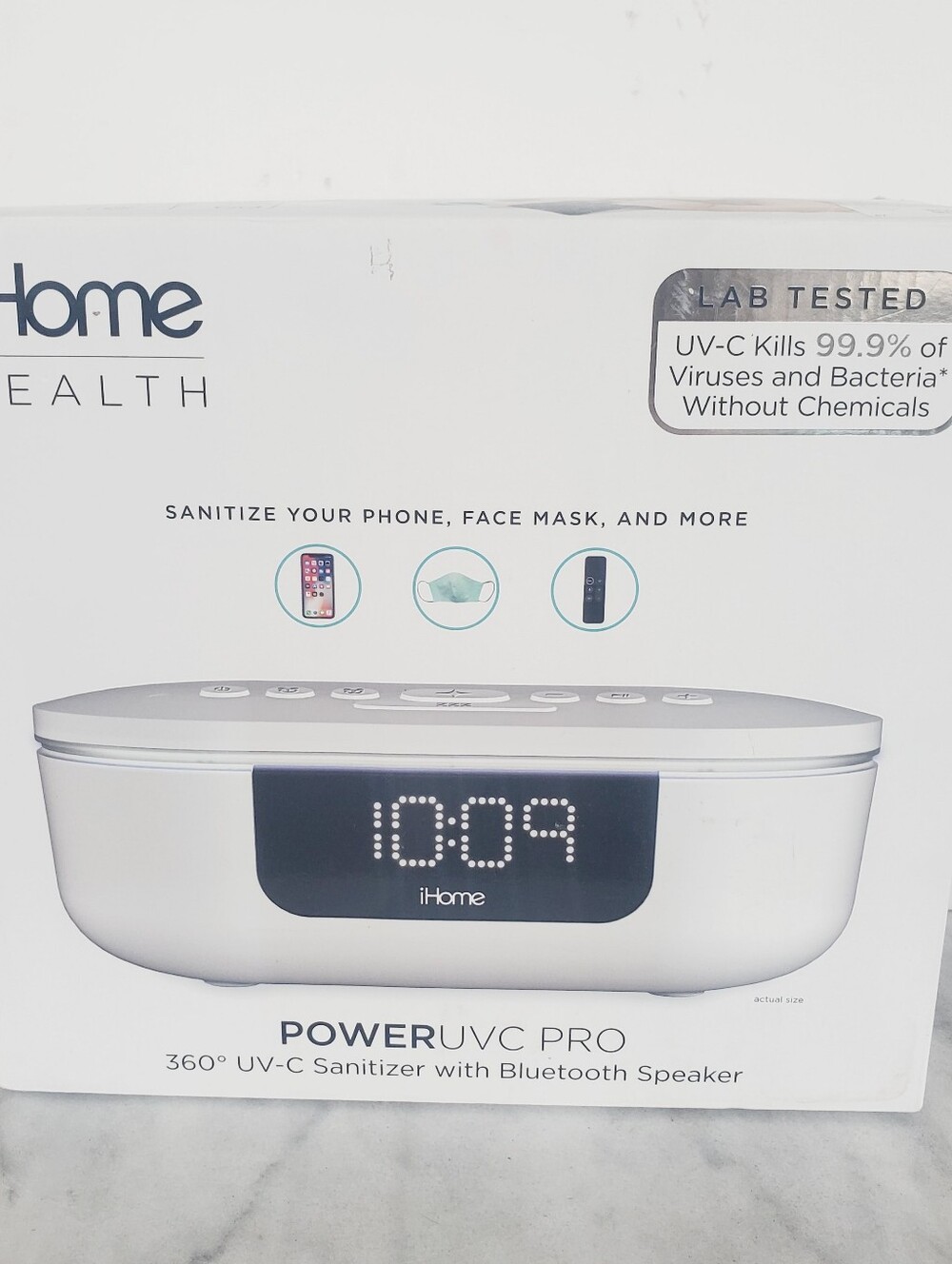 New Open Box Item iHome POWER UVC PRO 360° UV-C Sanitizer Bluetooth Speaker